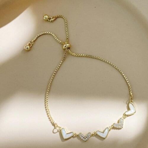 Women Bracelet Rhinestone Inlaid Adjustable Accessories Heart-shape Design Bangle Fashion Jewelry Supplies браслеты на руку