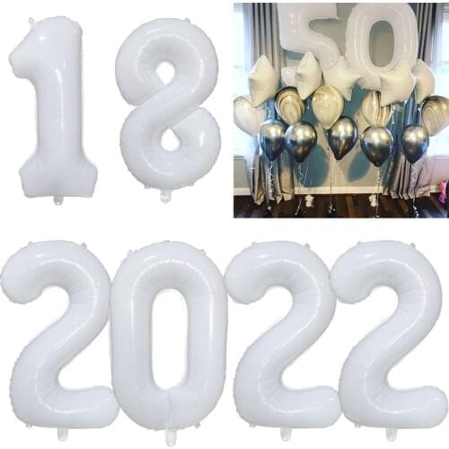 2pcs 30inch White Number Balloon Banner 18 21 30 40 50 60 Birthday Party Decoration Adults Birthday Foil Helium Globos