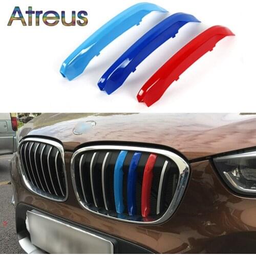 Atreus 3pcs Car Front Grille Trim Sport Strips Cover Stickers For BMW X1 F48 E84 X3 F25 X5 F15 E70 X4 F26 X6 E71 F16 Accessories