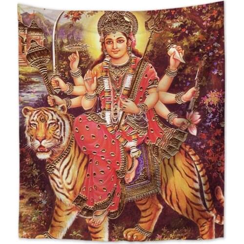 Goddess Durga Tiger Wall Hanging Tapestry Window Country Home Decor