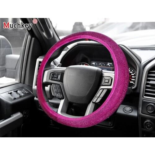 MUCHKEY Brand For Ford F150 2018 Car Steering Wheel Cover Luxury Crystal Leather Anti-Slip Auto Accessories Interior