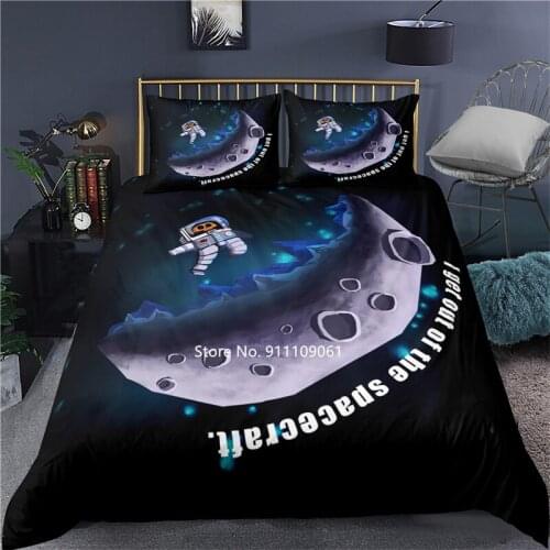 Black Orange Duvet Cover Pillowcase 3D Astronaut Print Bedding Set Adult Child Bedroom Decor 2-3 Pieces Single Queen King Sizes