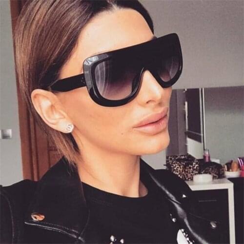 Shield Black Sunglasses Women Luxury Fashion Square Sun glasses Female Big Frame Leopard Oversized Sunglasses UV400 Oculos