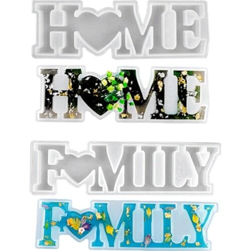 DIY Home Sign Crystal Resin Casting Mold Silicone FAMILY Jewelry Gypsum Ornament Modeling Mold for Table Decoration Handicraft