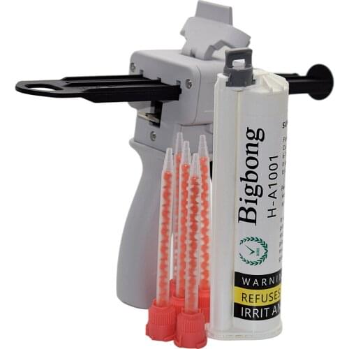 75ml 10:1 AB Glue Gun Dispenser Manual Caulking Gun and 75ml Grey 10:1 AB Glue Adhesives with 5pc 10:1 Static Mixing Nozzles Set