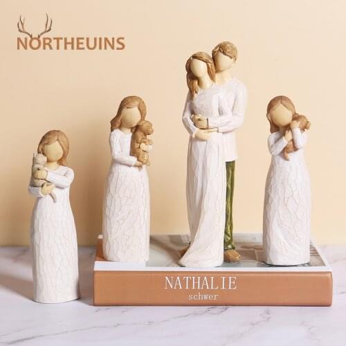 NORTHEUINS Resin Figure Girl Statues Modern American Style Figurines For Interior Home Living Room Wedding Decortion Accessories