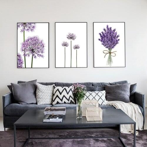 Purple Lavender Flowers Poster Modern Canvas Painting Scandinavian Posters and Prints Home Decoration Bedroom Wall Art Pictures