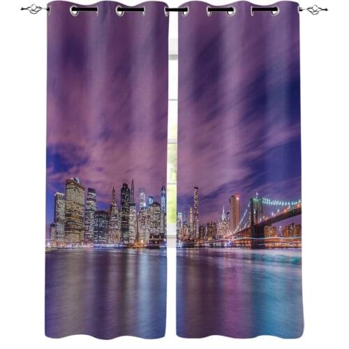 City Night View Scenery Modern Blackout Curtains For Living Room Bedroom Window Treatment Blinds Drapes Kitchen Curtains
