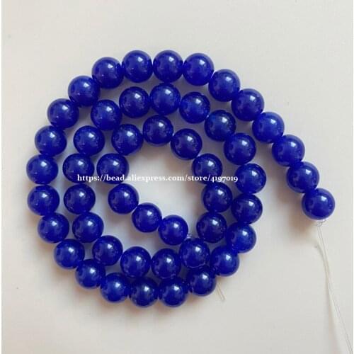 Free Shipping Natural Stone Dyed Color blue Jades Round Loose Beads 6 8 10 MM Pick Size Jewelry Making