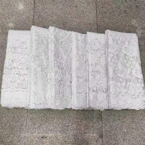 Hot Sale Sequin Lace Fabrics African Lace Fabric High Quality Nigeria French Tulle Mesh Lace Fabric for Bridal Material white