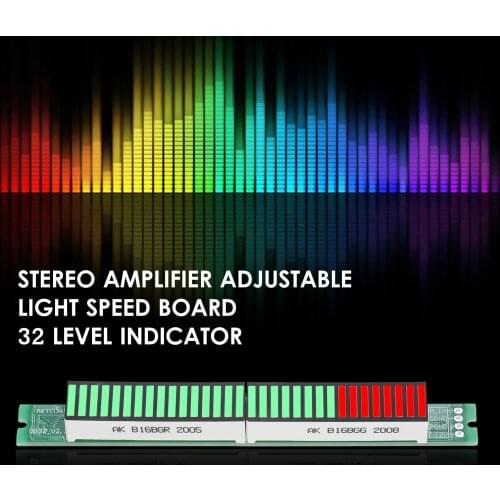 KKmoon 32 Level Indicator VU Meter Audio Level Meter Stereo Amplifier Adjustable Light Speed Board Module with AGC Mode