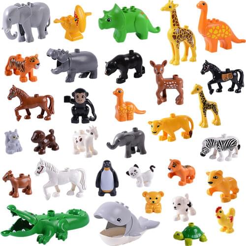 Zoo Animal Big Size Building Blocks Bricks Parts Accessories Interesting Baby Montessori Educational Assemble Toys For Kids Gift