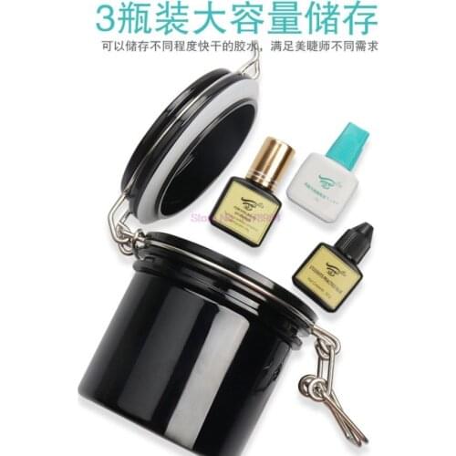 100pcs Eye lash Glue Storage Tank Container Eyelash extension Adhesive Stand Activated Carbon Sealed Storage Jar for makeup tool