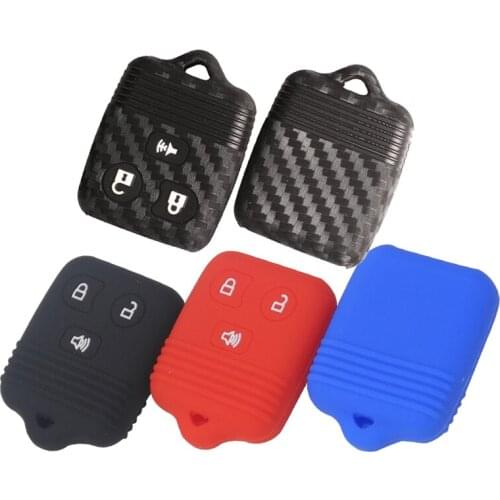 Kutery Silicone Rubber Carbon Car Key Cover For Ford F150 F250 Mazda Lincoln Mercury Keyless Remote Case Protecter 3Buttons