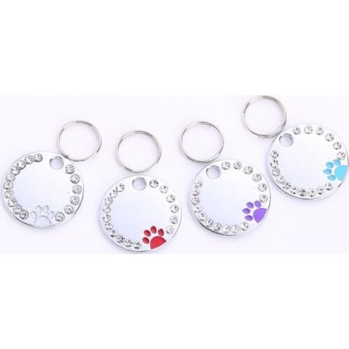 Love Heart Dog Tag Dog Collar Attachment Diamonds Dog Claws ID Tag For Name Information Preventing Lost Charm Necklace Pendant