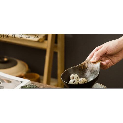 Retro Ceramic Small Noodle Bowl Japanese Style with Handle Bowl Household Salad Side Dish Bowl Rice Bowl Table Utensils