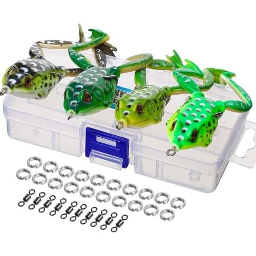 DONQL 4pcs/ Box Soft Frogs Fishing Lure 15g Top Water Artificial Baits With Double Hooks Ray Frogs Soft Silicone Fishing Baits