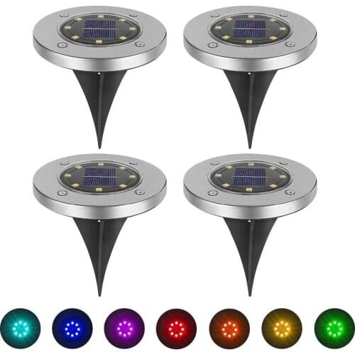 8 LEDs Solar Power Energy Ground Lamp Solar Garden Light With Sensitive Light Sensor Waterproof Street Path Lamp 7 Colors