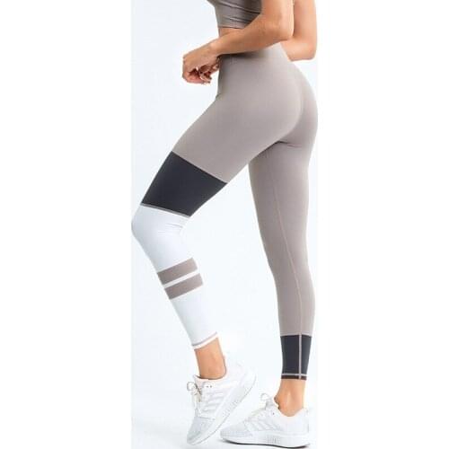 2020 New Womens High Waist Striped Patchwork Yoga Leggings Full Length Tight yoga pants perfect fit women Fitness Leggings