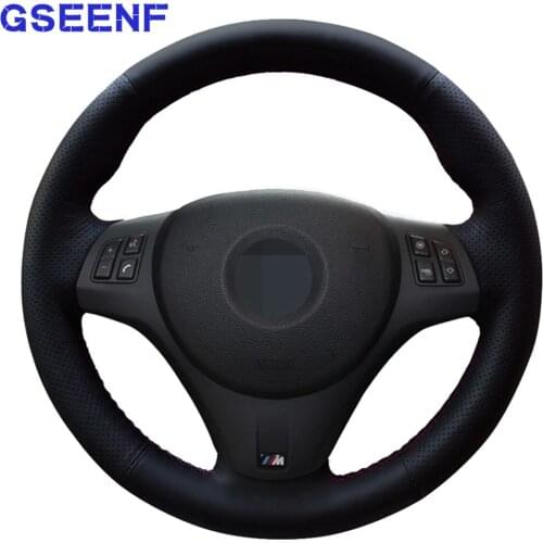 Car steering wheel cover soft hand-stitched black artificial leather For BMW M Sport M3 E90 E91 E92 E93 E87 E81 E82 E88 X1 E84