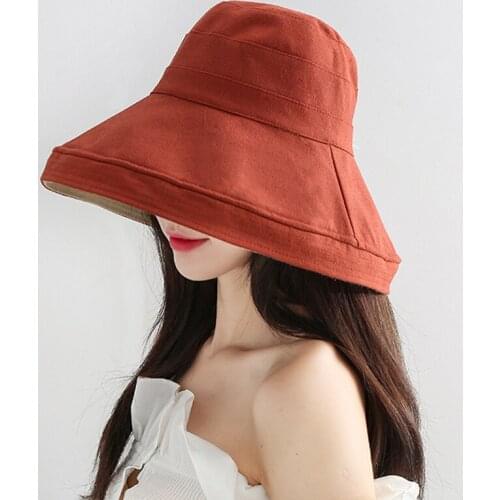 New Womens Bucket Hat Fashion Summer Big Brim Panamanian Women 2021 Sun Hat for Female Beach Double-Sided Fisherman Hat Visor