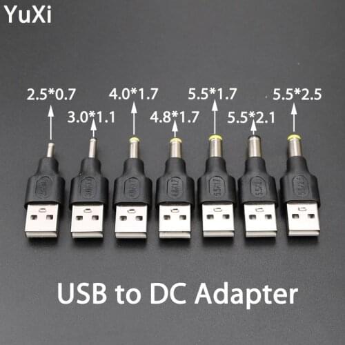 2pcs USB 2.0 to DC Power Plug Converter 5.5*2.5 4.0*1.7 5.5*1.7 2.5*0.7 3.0*1.1 mm 5V DC Jack Adapter for Router Mini Fan Speake