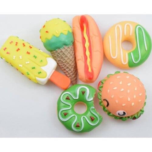 Dog Squeaky Chewing Toy Simulated Ice Cream Burgers Donuts For Small Medium Dogs Interactive Fetch And Play Training Home Outdoo