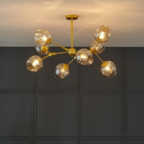 Postmodern LED Chandeliers Lighting Glass Lustre Metal LOFT Living Room Bedroom Hotel Ball Chandeliers Home Decor Hanging Light