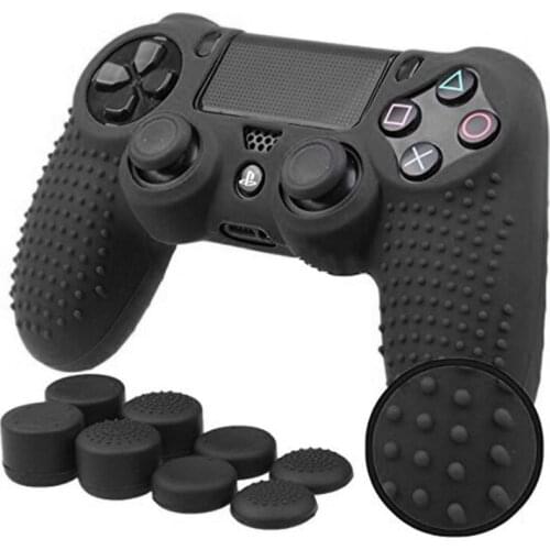 9-In-1 Anti-Slip Silicone Cover + 8 Thumbsticks Caps For PS4 Gamepad Controller