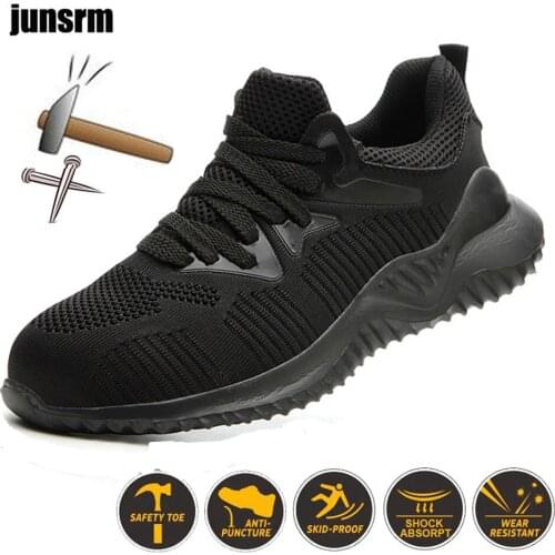 Work shoes steel toe to prevent puncture, protect feet, light and breathable sports safety boots for men and women, non-slip