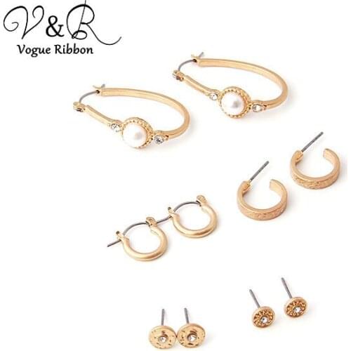 Stud Earrings Set, Pearl Earring, Metal Earring 2019 Hot Sale,Small Earrings, Romantic Gifts for Girlfriend