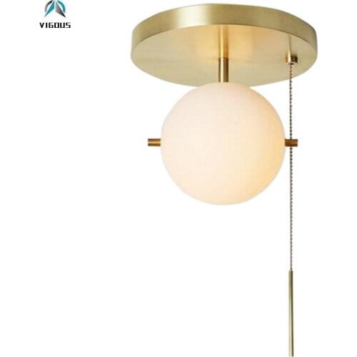 H60cm Nordic Copper Glass Globe Lustre Led G9 Pendant Lights Corridor Luminaria Led Hanging Lamp Led Indoor Lighting Lamparas