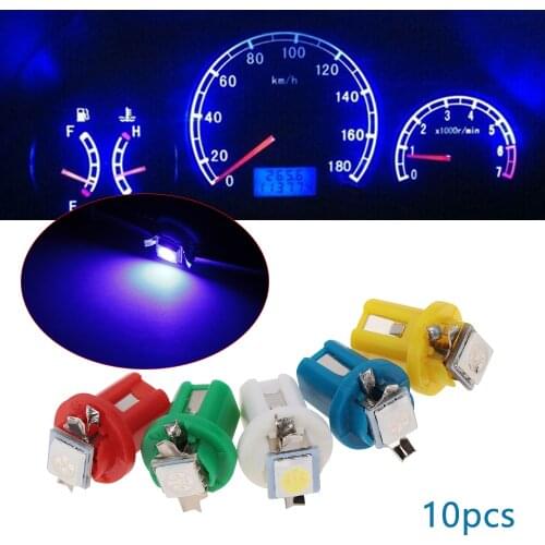 10Pcs LED Light Car Gauge Speed Dash Bulb Dashboard instrument Light Wedge Interior Lamp B8.5D 509T B8.5 5050 Led 1 SMD T5 Lamp