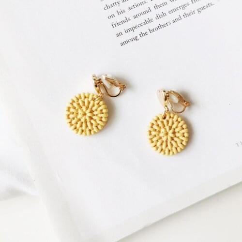 Weave Clip On Earrings Clip Circle Pendant Round Non Pierced Earring Small Heart Women Handmade Jewelry Accesories For Women