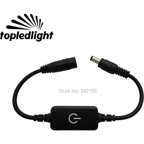 Topledlight LED Dimmer Touch Switch For Single Color LED Strip Lamp DC 12V/24V In Line Style Portable Lighting Accessories