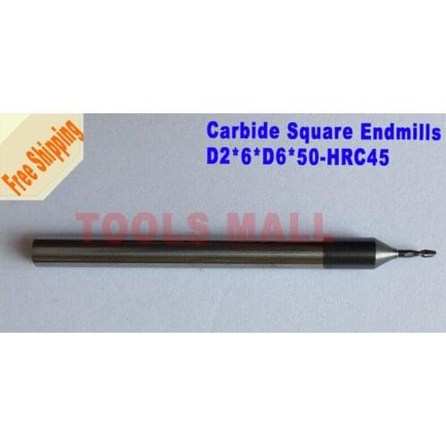 Free Shipping-5pcs D2mm Carbide Flat End mill 2 Flutes HRC45 Milling cutters CNC Router bits Endmill cutter