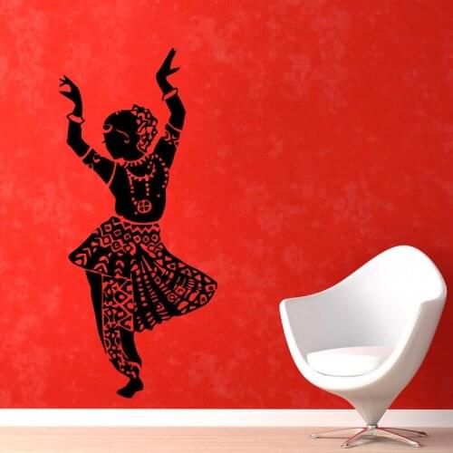 WJWY Indian Woman Belly Dance Wall Stickers Home Decoration Removable Self Adhesive Vinyl Wall Decals For Living Room Bedroom