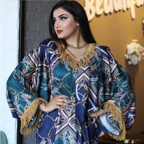 Ab048 Middle East Womens Clothing Printing Loose Lotus Leaf Jalabiya Dubai Baroque Ins Style Muslim Long Sleeve Dress