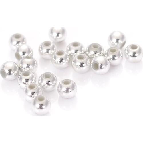 Silver Plated Acrylic Round Spacer Beads For Women Diy Bracelet Bangle Jewelry Making