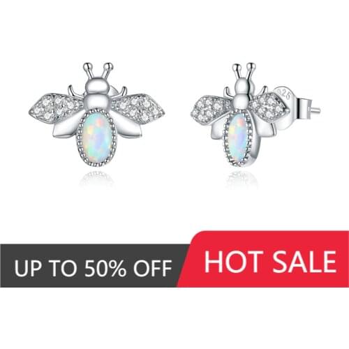 2021 New Stud Earrings for Women Inlay Opal and Zircon Bee Earring Insect Ear Studs Gifts Fashion Jewelry Dropshipping Wholesale