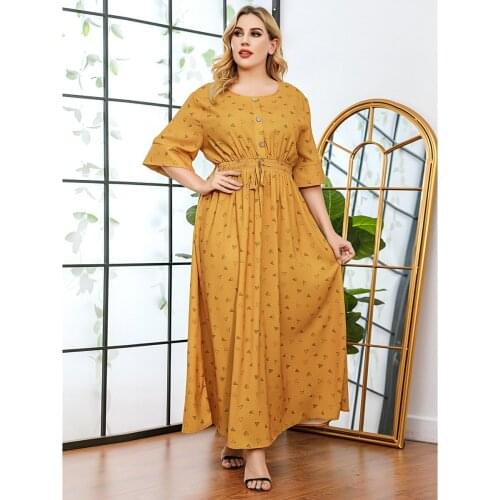 Women Robe Fashion O Neck Slim Print Half Sleeves Dress Party Wears For Ladies Long Dress Vestidos Plus Size 3XL African Dashiki