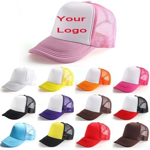 10pcs/Lot wholesale Custom Logo Mesh Hats Mens Trucker Hat Adult Adjustable 100% Polyester Baseball Caps Women Snapback Hat