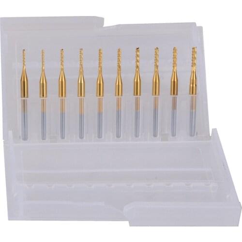 10pcs Titanium Coat Carbide 0.9-1.8mm PCB Carbide Tools, CNC Cutting Bits, Millinging Cutters Kit for Engraving Milling Machine