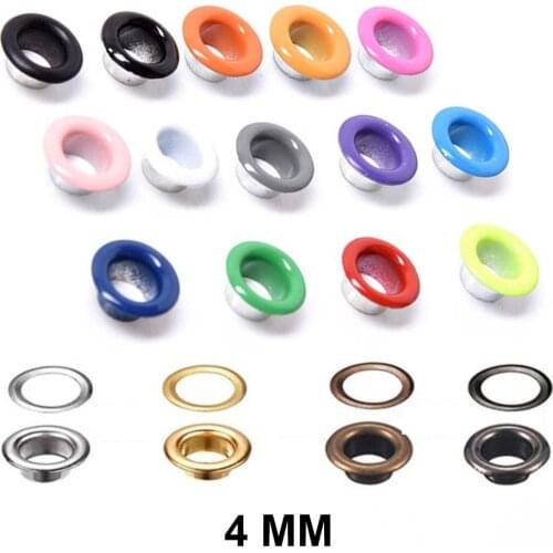 100sets 4mm Multicolor Metal Eyelets Buttonholes Buckle Hole For DIY Leathercraft Scrapbooking Shoes Belt Cap Bag Tags Clothes