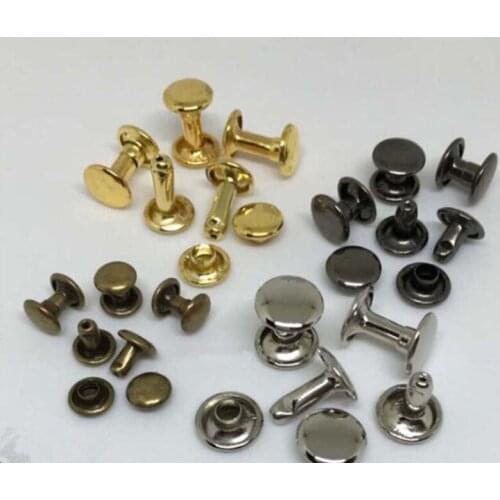 100 set 8*8mm Antique Brass Double Cap Round Rapid Rivet Punk Rock Leathercraft Rivet