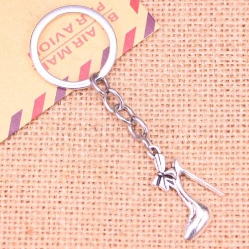 20pcs New Fashion Keychain 31x21mm high-heeled shoes Pendants DIY Men Jewelry Car Key Chain Ring Holder Souvenir For Gift