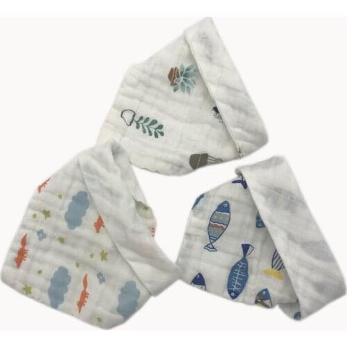 3PCS/Lot Bandana Bib Set 100% Muslin Cotton Teething Bibs Soft Absorbent Mix 3 Colors for girls and boys