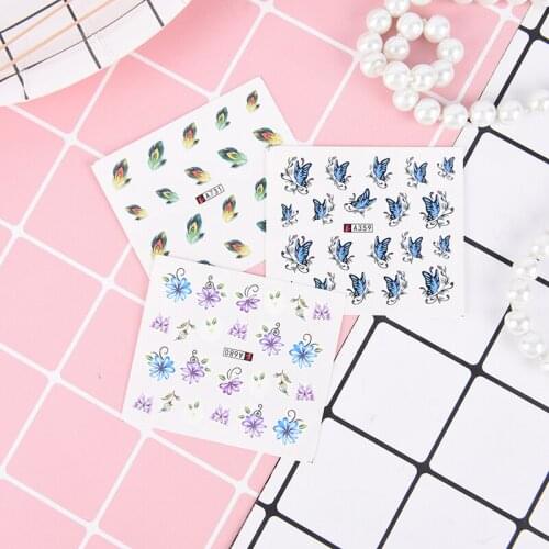50Pcs/pack Floral Water Decals Nail Art Water Decals Transfer Stickers Butterfly Flower Decoration Tips Water Decal stickers