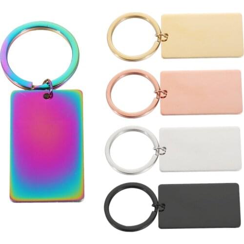 Fnixtar 20Pcs/Lot 45*27mm Rectangle Namebar Mirror Polish Stainless Steel Keychain For DIY Custom Mens Womens Car Keychains