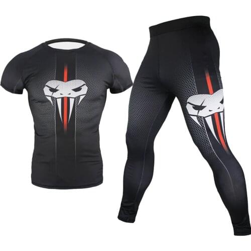 MMA Fighting Muay Thai T-shirt+Pants jiu jitsu Rashguard For Men Bjj Gi King Sauna Kickboxing Boxing Jerseys Sets Camiseta manga